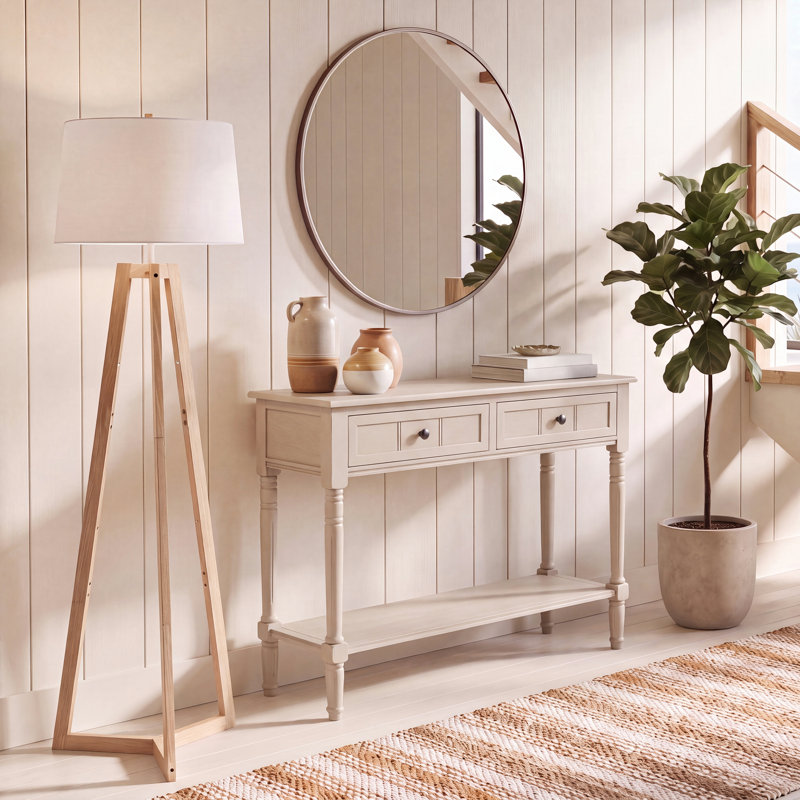 Brookshire 30.48 cm Solid Wood Top Console Table, Classic Grey