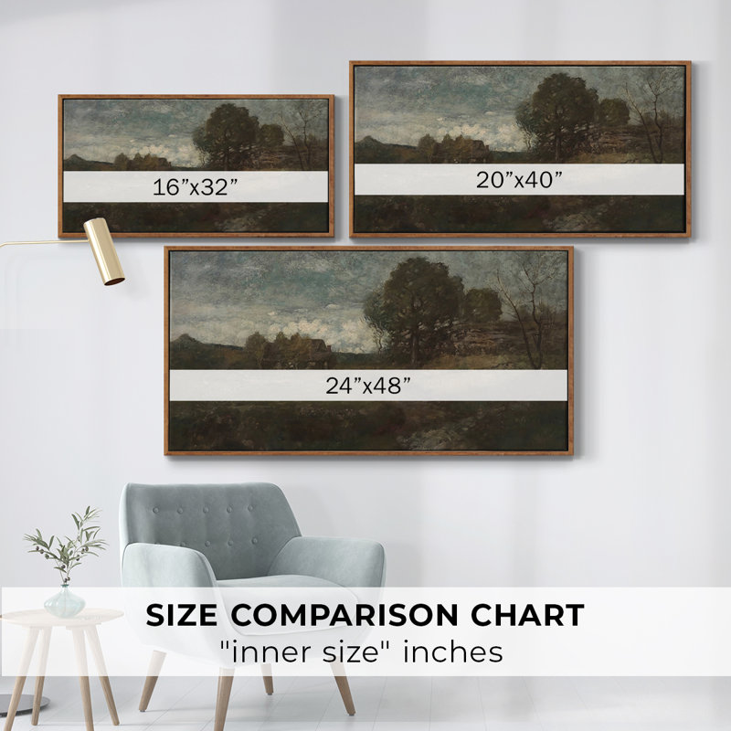 Paysage, série DLZXII, galerie encadrée, prête à être accrochée, Noyer, H 21 po x l 41 po