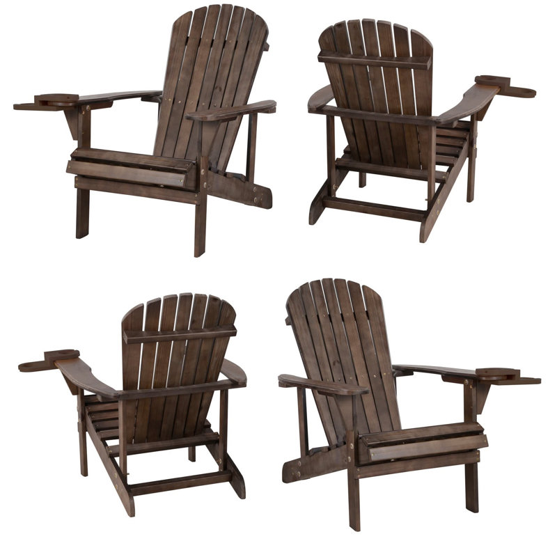Chaise Adirondack en bois massif Barrand, Marron foncé