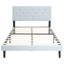 Structure de lit simple tapissier avec tête de lit en lin, capitonnage moderne, sans sommier, base à lattes de bois, assemblage facile, couleur grise, tous les types de matelas conviennent, capacité de poids de 300 lb.-746645251-746645250