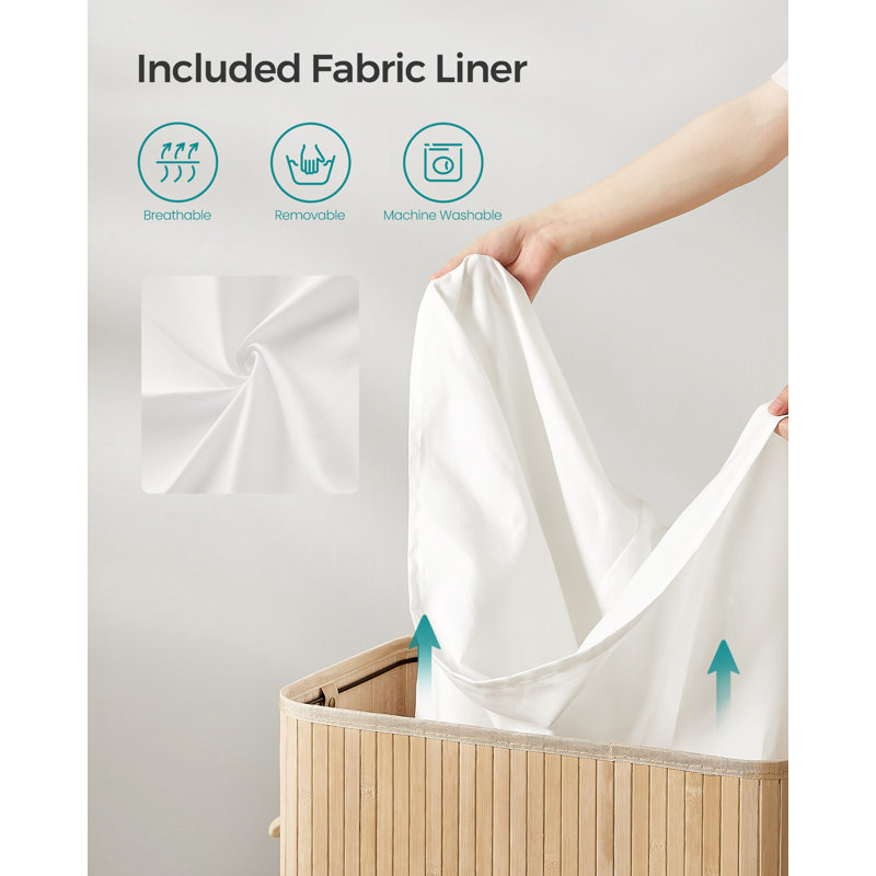 Bamboo Laundry Hamper with Handles, Natural
