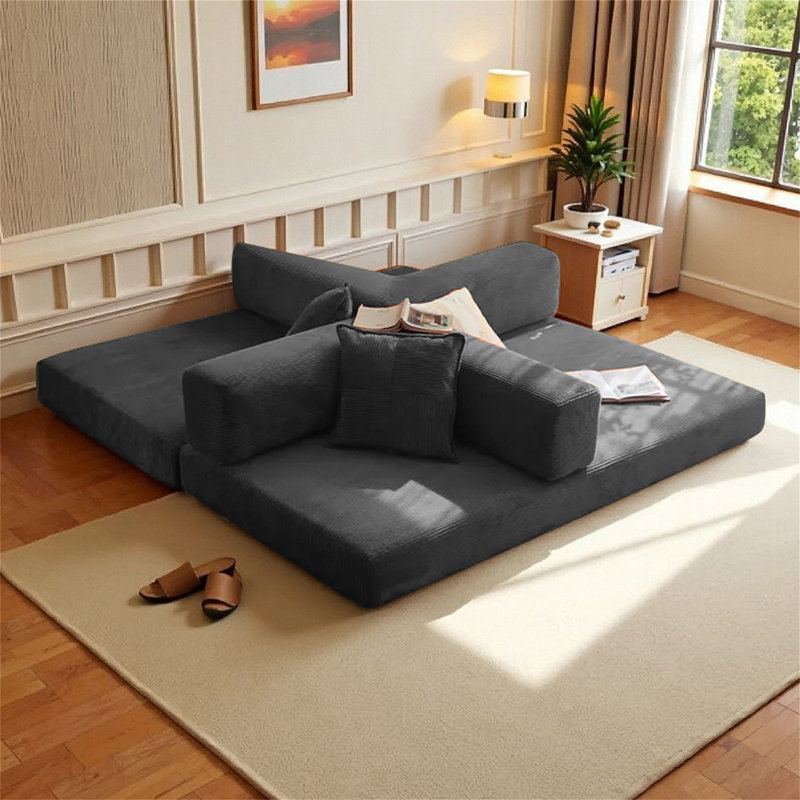 Canapé-lit modulaire convertible 2-en-1 avec matelas en mousse à mémoire de forme - aucun assemblage requis, canapé-lit peu encombrant pour salon, chambre à coucher, studio