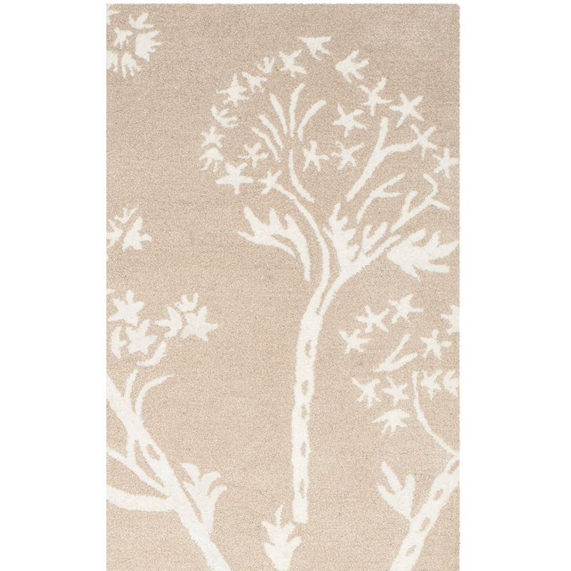 Tapis ivoire en laine / viscose touffeté à la main Hodgson, Carré 5 pi