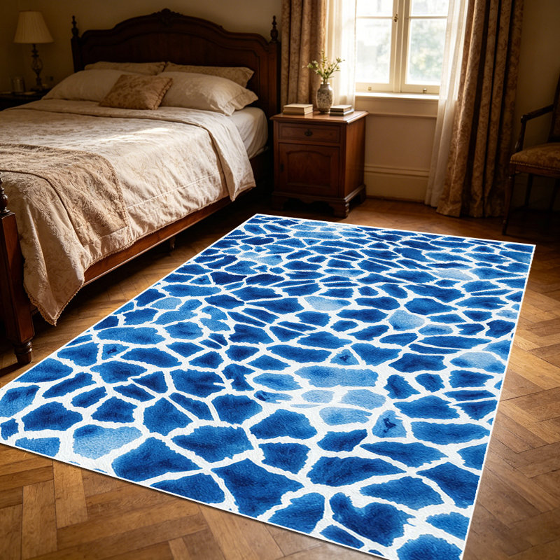 1PC Blue Mosaic Tile Pattern area rugs, Soft and Comfortable, easy-to-maintain, machine washable Indoor floor mat, suitable for living room, bedroom, balcony, patio, front porch, entryway, laundry room, dining area, Home Decor, Outdoor Decor.