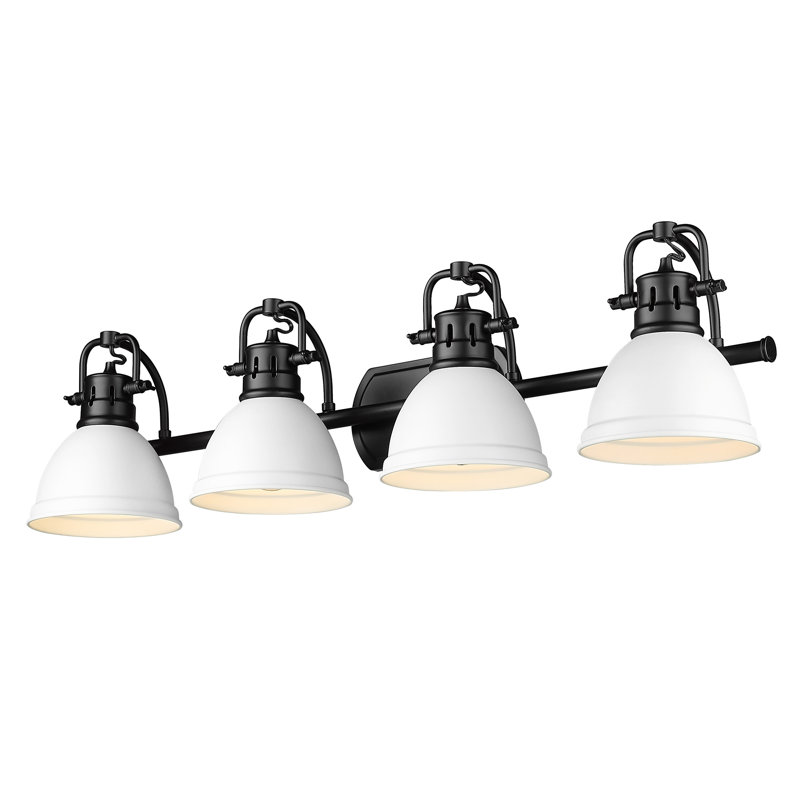 Éclairage pour salle de bain 4 lumières Calico, Blanc mat, Noir mat