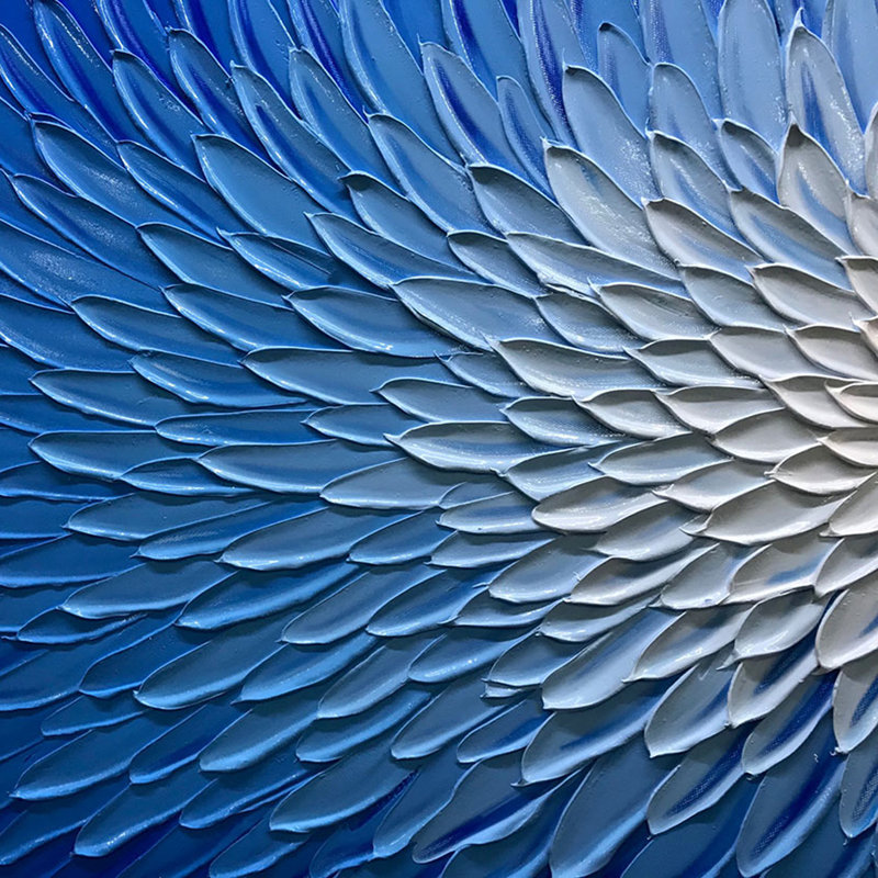 Peintures à l'huile abstraites texturées - gris, Bleu