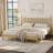 Extra Large Vintage Solid Wood Platform Bed With Gourd-Shaped Headboard And Slat Support-606231535