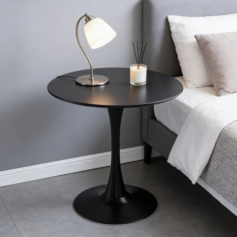 24 Inch Round Table, Modern Dining Table, MDF Top and Steel Base Tulip Round Kitchen Table, Kitchen Table, Coffee Table for Living Room