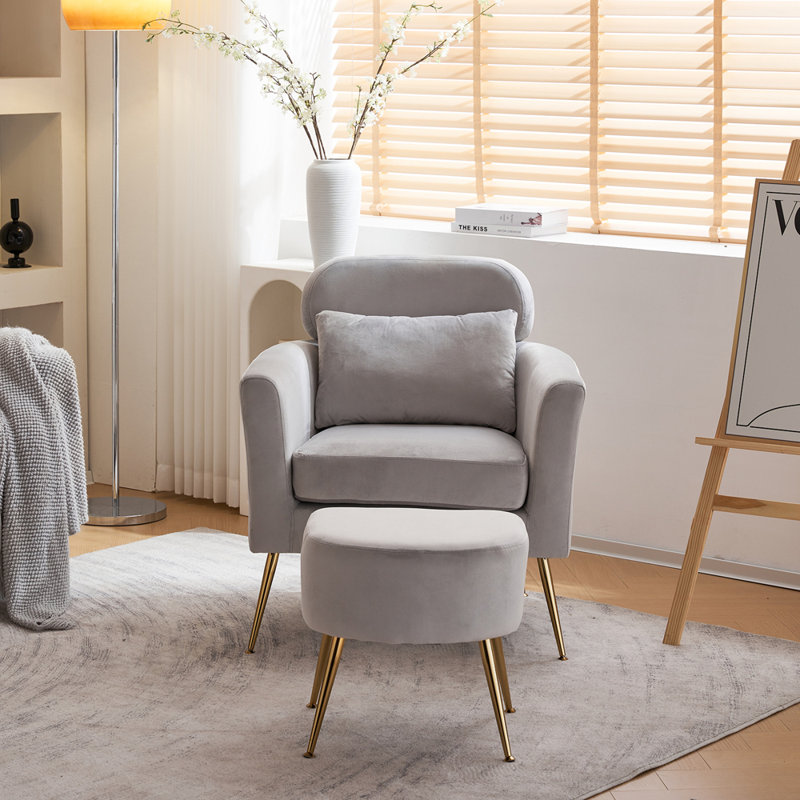 Fauteuil Azoriah, Velours gris clair
