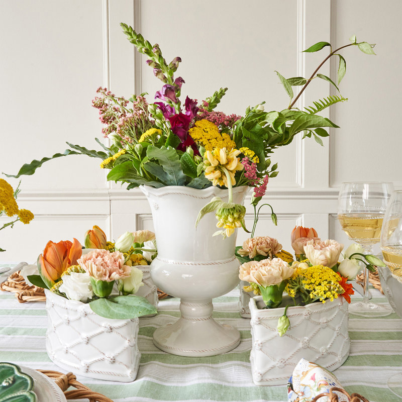 Berry & Thread Petite Parterre Garden Half Circle Vase Set/2 - Whitewash