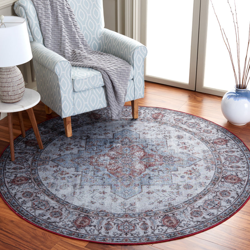 Melhado Performance Machine Washable Oriental Rug, Round 6'