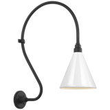 Thomas O'Brien, "Academy 18" Larrabee Barn Light in Matte Black with 9" Conical Savannah Shade