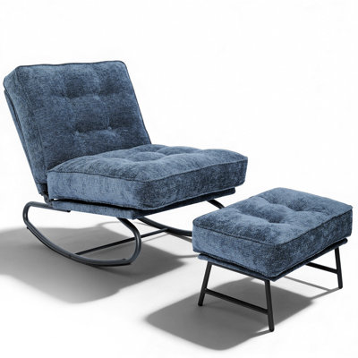 Upholstered Adjustable Recliner Lounge Chair with Ottoman, 30° Gentle Rocking Accent Chair