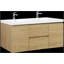 Meuble-lavabo flottant 60 po avec lavabo double en résine et tiroirs à fermeture en douceur, finition chêne naturel pour salle de bain moderne-840219075