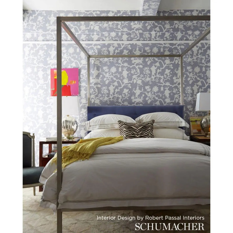Shantung Silhouette Print Wallpaper, Wisteria