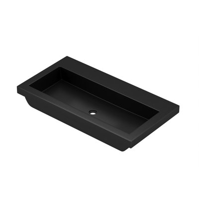 NativeStone Handcrafted Concrete 36" Trough Bathroom Sink