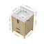 Meuble-lavabo simple autoportant de 24 po avec comptoir en granit blanc et dosseret entièrement assemblé-120287152