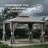 Sunjoy Roberts Outdoor Patio Steel Frame 11 x 13 ft. 2-Tier Soft Top Gazebo with Canopy Roof, Netting and Curtains-53617786-53617788