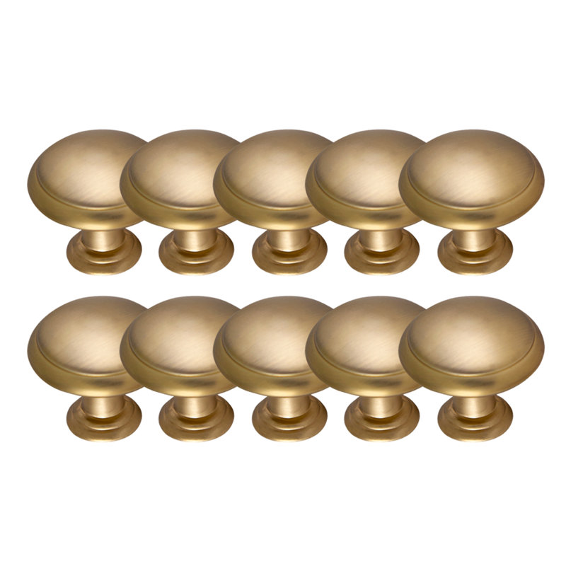 Satin Gold Round Modern Cabinet Knob Set with Mounting Hardware