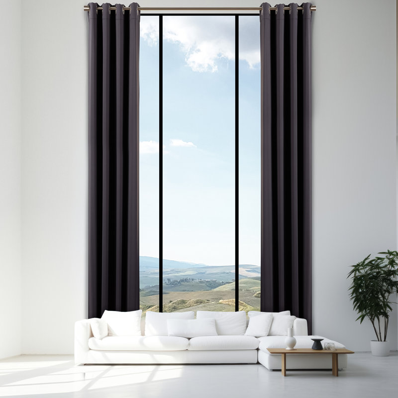 Anthuan Polyester Blackout Single Curtain Panel Single Panel, 52" W x 144" L, Dark Gray