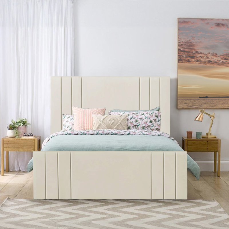 Bandur Upholstered Ottoman Storage Bed, Double (4'6), Cream