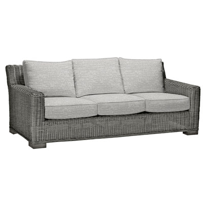Rustic 81.25" Wide Outdoor Wicker Patio Sofa with Cushions