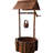 Rustic Wooden Patio Wishing Well Planter With Hanging Bucket And Shade Captivation, 25X25x53 Force,