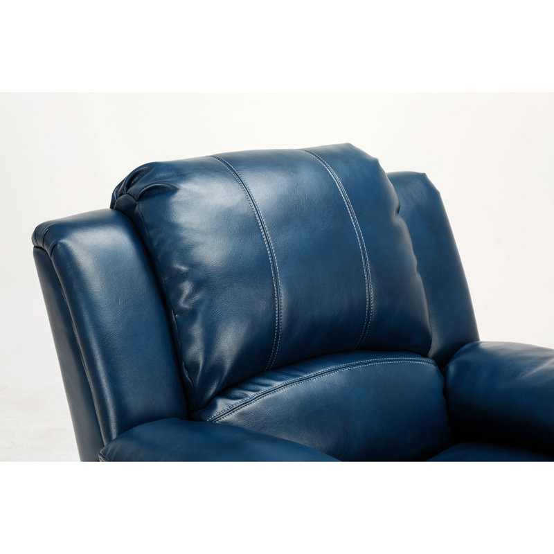 Fauteuil inclinable en cuir bleu marine Charlotte