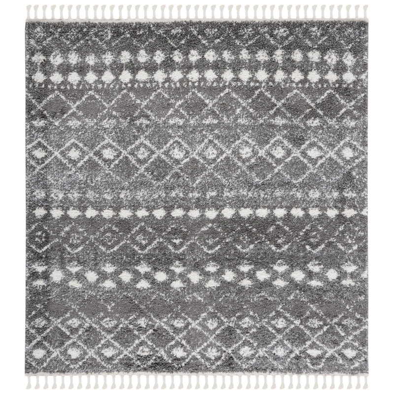 Berber Fringe Shag Performance Southwestern Rug, Square 6'7"
