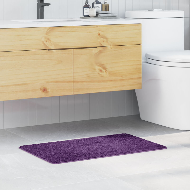 Cotton Non-Slip Bath Mats Rectangular, Purple, 50cm, 80cm