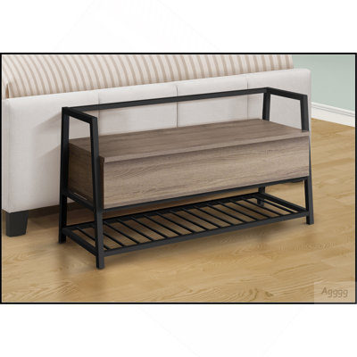 Banc, entrée, couloir, rangement, 42 po rectangulaire, stratifié brun, métal noir, contemporain, moderne