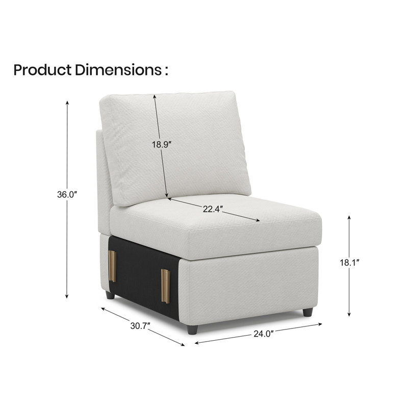 Module de siège simple sans accoudoirs pour canapé modulaire Rafael, Chenille beige