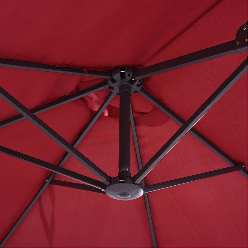 Très grand parasol d'extérieur à double face avec poignée à manivelle et bouches d'aération Outsunny pour terrasse, piscine, marché, vin rouge