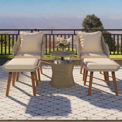 Patio Conversation Set With Wicker Cool Bar Table