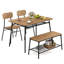 Ensemble de table de salle à manger 4 pièces pour 4 cadres en métal avec banc et 2 chaises