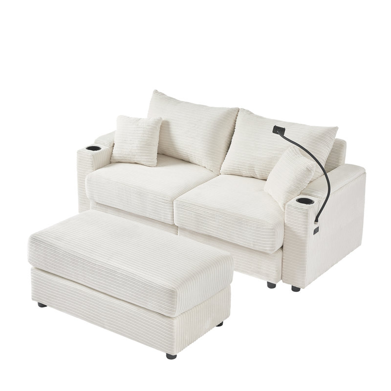 Canapé modulaire 72,8 po, Velours côtelé beige