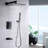 10inch Rainfall Shower Head And Balanced Faucet - Matte Black Wall Mounted Bathroom With Balance Valve