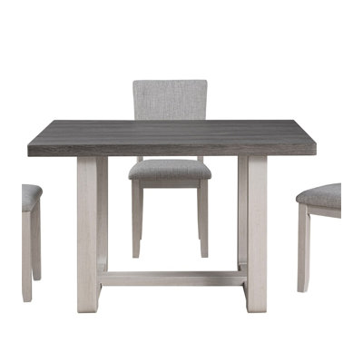 Transitional Style Dining Table 1Pc Dining Room Furniture Gray Rectangle Shaped Trestle Base Table