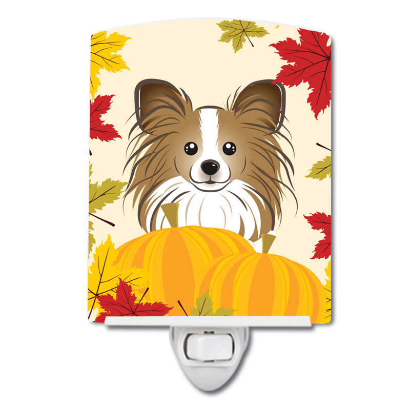 Éclairage de nuit en céramique shih tzu thanksgiving, Corgi tricolore