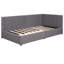 Lit de jour rembourré en tissu de lin, taille simple, 2 tiroirs de rangement, sans sommier, lit de jour de taille grise avec rangement,-513314006
