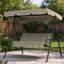 Balancelle de jardin 3 places, coussins et auvent beiges et verts-1400273222