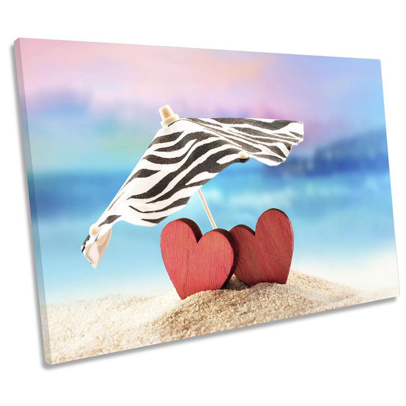 Z0641 Love Hearts Beach - Wrapped Canvas Print, 30.5cm H x 45.7cm W
