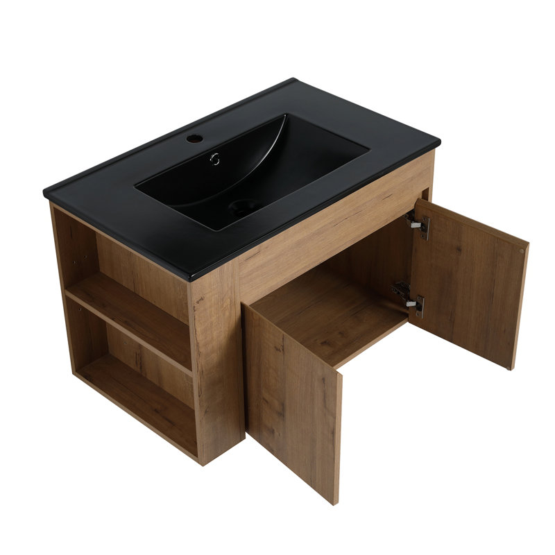 Bathroom Vanity With Ceramic Basin, Black