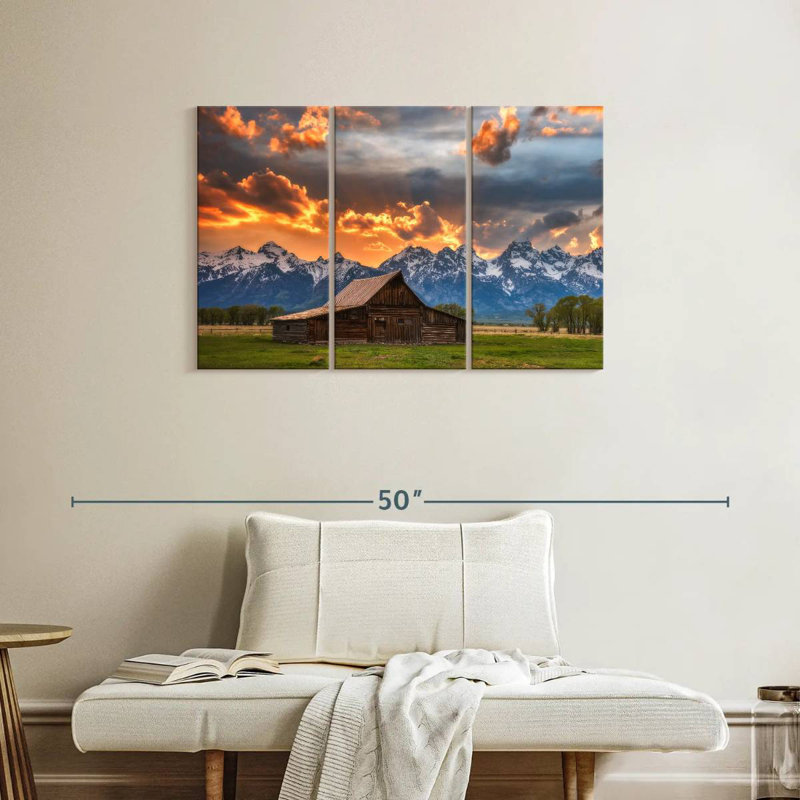 Alvord Moulton Barn Sunset Fire, 24" H x 38" W