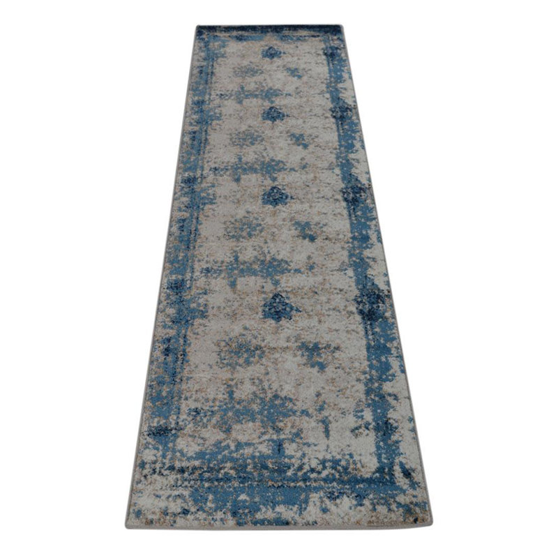 Machine Made Heatset Polyproplyene Area Rugs  - Runner, Beige Blue Color, Oriental Design, Low Pile Machine Made Area Rugs for Living Room, Bed Room