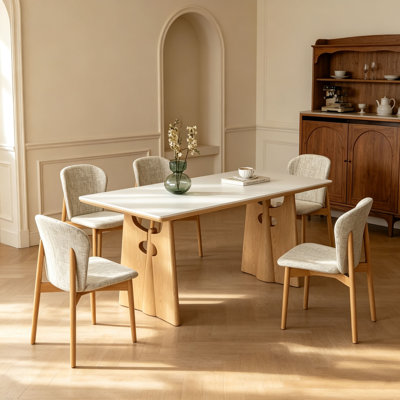 Table en bois massif et pierre frittée