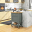 Chariot de cuisine utilitaire HOMcom, îlot de cuisine roulant avec plateau en bois d'hévéa lisse, surface de bloc de boucher étroite sur roulettes avec tiroir de rangement et armoire, gris