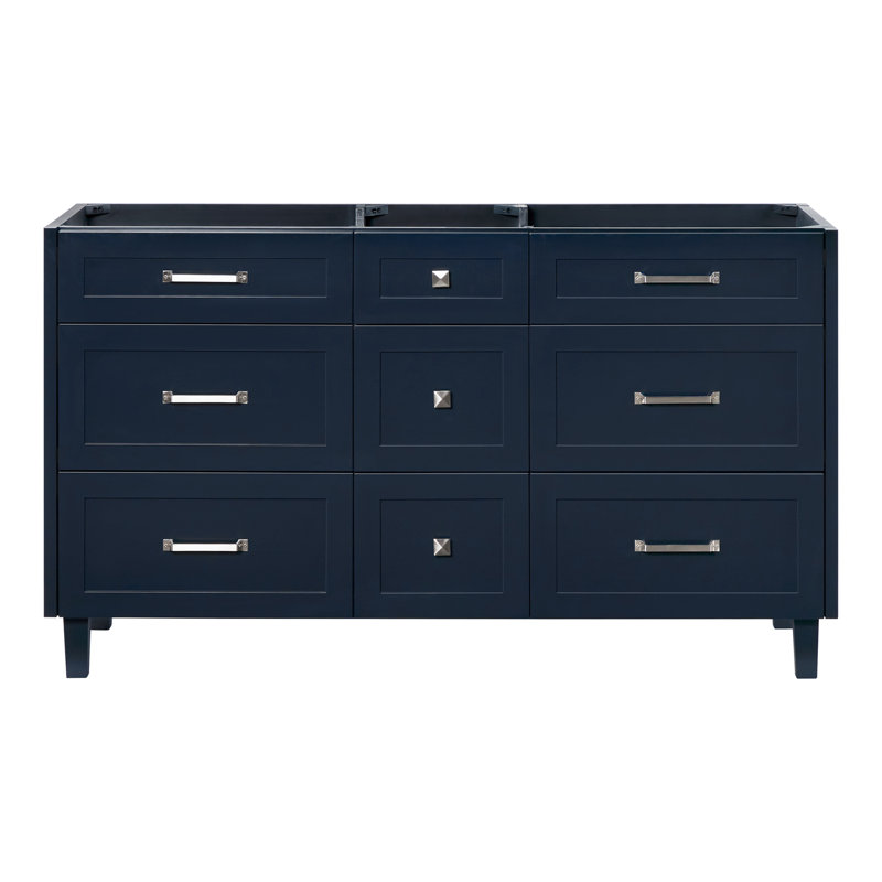 Meuble-lavabo simple ARIEL Monreau 60 po en bois massif, bleu nuit, Marine