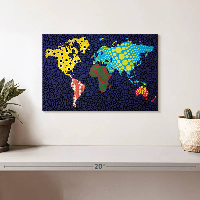 Carte du monde à taches de couleur Aliaz, H 8 po x l 12 po