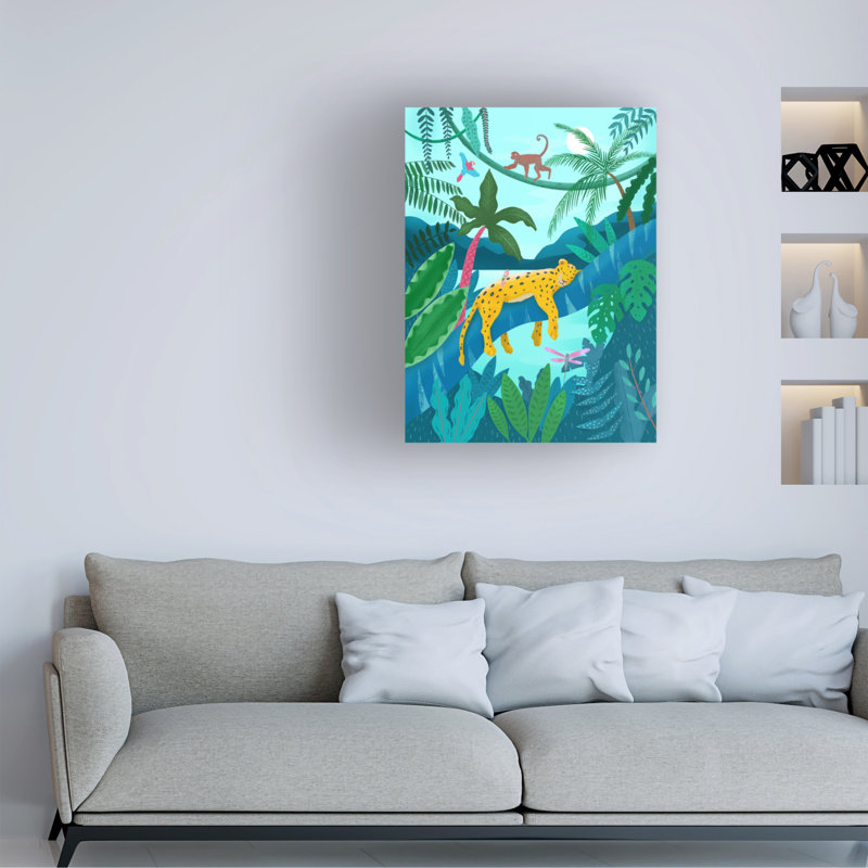 «Jungle Leopard» sur toile par Petra Lizde, H 32 po x l 24 po x P 2 po